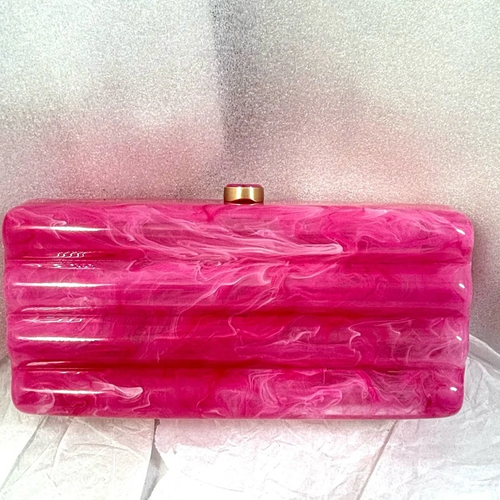 cult gaia Pink Marbled Enid Box Clutch